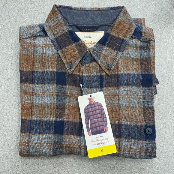 NEW Weatherproof Vintage Men's S Button-Front Plaid Flannel Shirt  #L75 - Picture 3 of 11